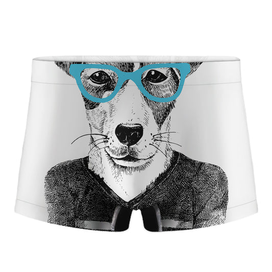 Hipster Jack Russell Terrier Print Men's Boxer Briefs