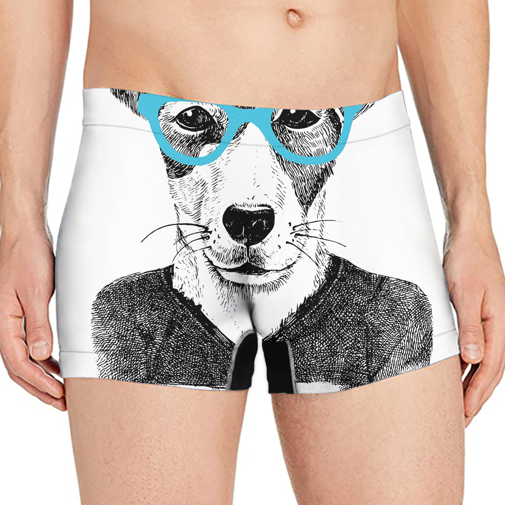 Hipster Jack Russell Terrier Print Men's Boxer Briefs