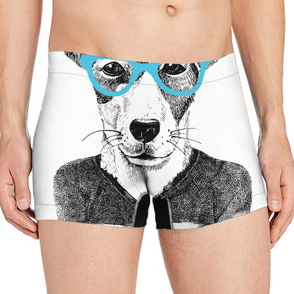 Hipster Jack Russell Terrier Print Men's Boxer Briefs