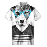 Hipster Jack Russell Terrier Print Men's Short Sleeve Shirt
