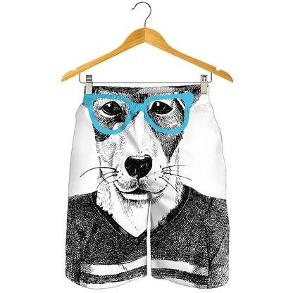 Hipster Jack Russell Terrier Print Men's Shorts