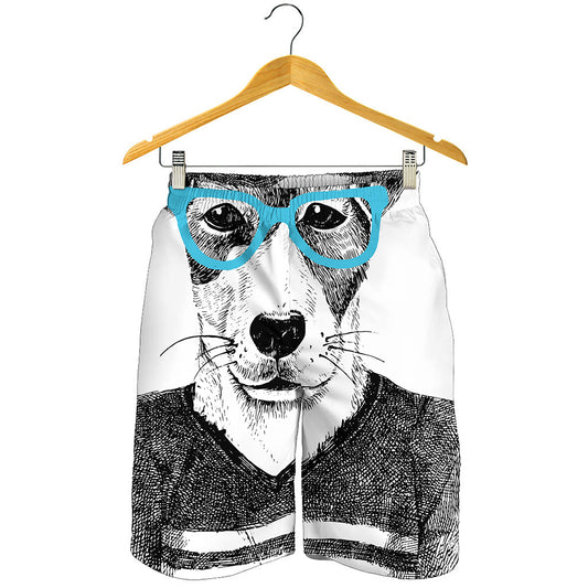 Hipster Jack Russell Terrier Print Men's Shorts