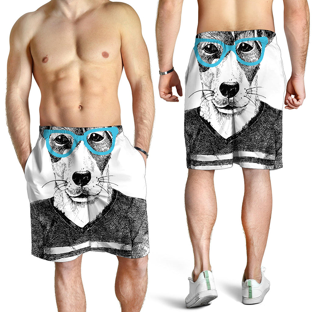 Hipster Jack Russell Terrier Print Men's Shorts