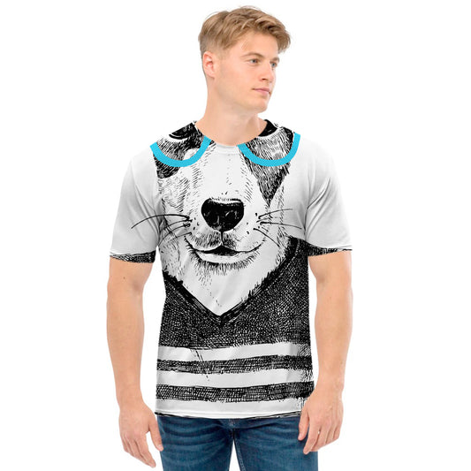 Hipster Jack Russell Terrier Print Men's T-Shirt