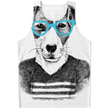 Hipster Jack Russell Terrier Print Men's Tank Top