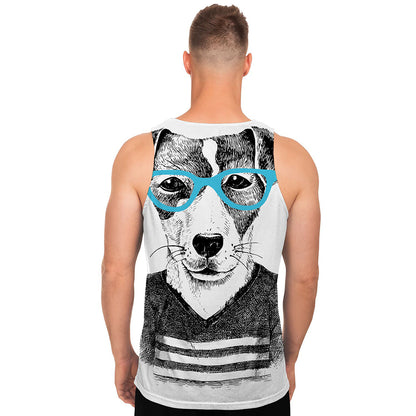 Hipster Jack Russell Terrier Print Men's Tank Top