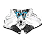 Hipster Jack Russell Terrier Print Muay Thai Boxing Shorts