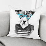 Hipster Jack Russell Terrier Print Pillow Cover