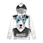 Hipster Jack Russell Terrier Print Pullover Hoodie