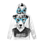 Hipster Jack Russell Terrier Print Pullover Hoodie