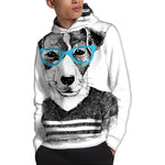 Hipster Jack Russell Terrier Print Pullover Hoodie