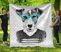 Hipster Jack Russell Terrier Print Quilt