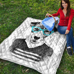 Hipster Jack Russell Terrier Print Quilt