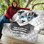 Hipster Jack Russell Terrier Print Quilt