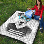 Hipster Jack Russell Terrier Print Quilt