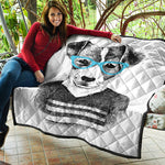 Hipster Jack Russell Terrier Print Quilt