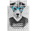 Hipster Jack Russell Terrier Print Quilt Bed Set