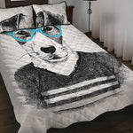 Hipster Jack Russell Terrier Print Quilt Bed Set
