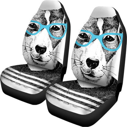 Hipster Jack Russell Terrier Print Universal Fit Car Seat Covers