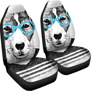 Hipster Jack Russell Terrier Print Universal Fit Car Seat Covers