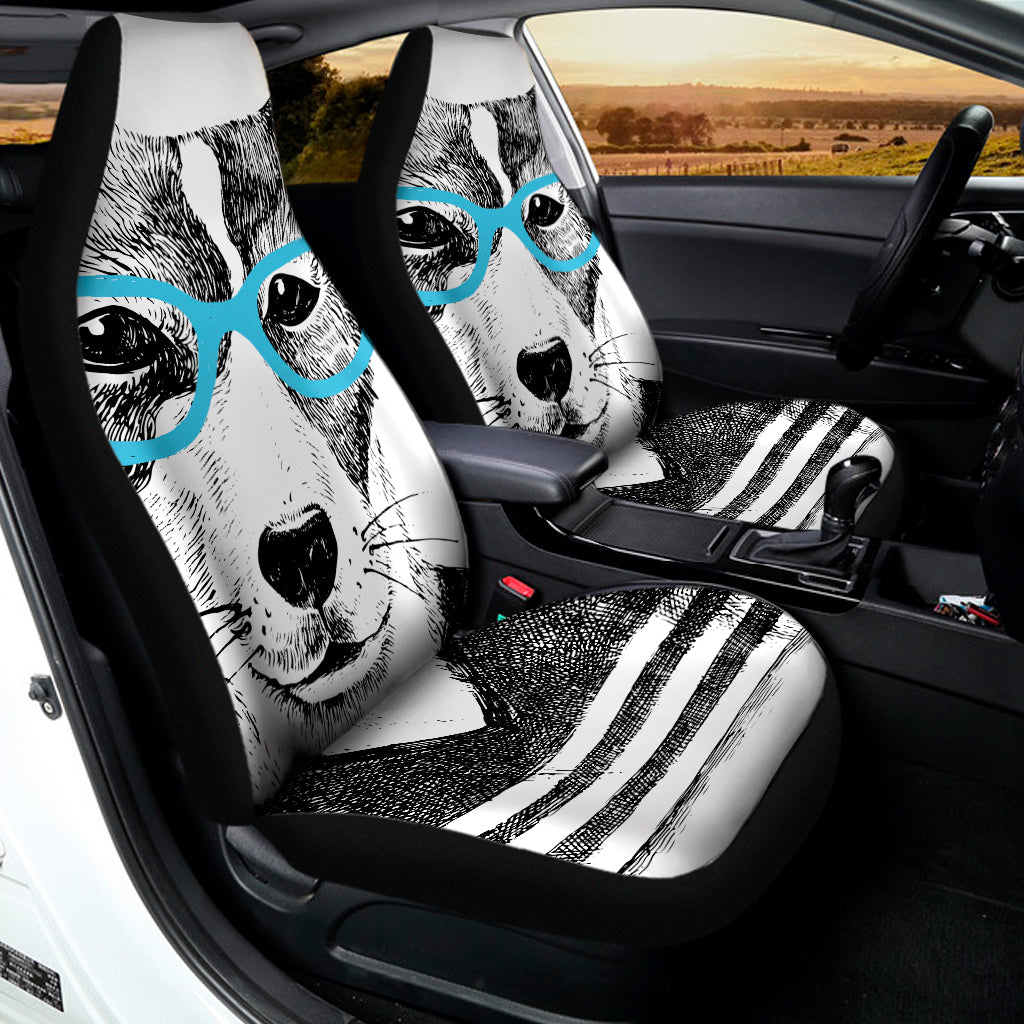 Hipster Jack Russell Terrier Print Universal Fit Car Seat Covers