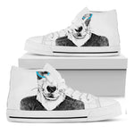 Hipster Jack Russell Terrier Print White High Top Shoes