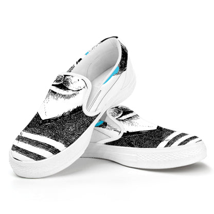 Hipster Jack Russell Terrier Print White Slip On Shoes