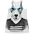 Hipster Jack Russell Terrier Print Women's Racerback Tank Top