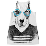 Hipster Jack Russell Terrier Print Women's Racerback Tank Top