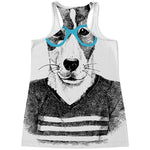 Hipster Jack Russell Terrier Print Women's Racerback Tank Top