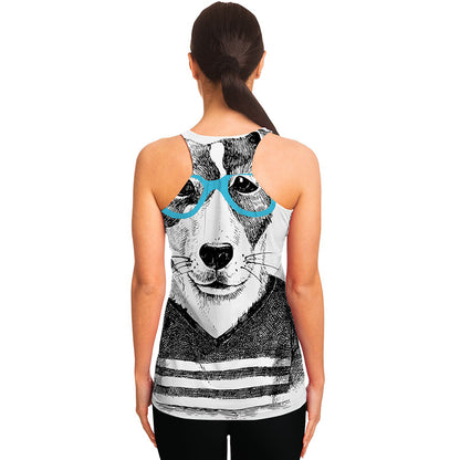 Hipster Jack Russell Terrier Print Women's Racerback Tank Top