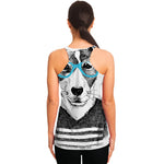 Hipster Jack Russell Terrier Print Women's Racerback Tank Top