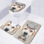 Hipster Labrador Retriever Print 3 Piece Bath Mat Set