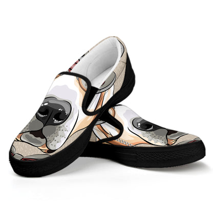 Hipster Labrador Retriever Print Black Slip On Shoes