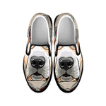 Hipster Labrador Retriever Print Black Slip On Shoes