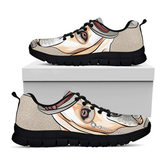 Hipster Labrador Retriever Print Black Sneakers