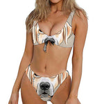 Hipster Labrador Retriever Print Front Bow Tie Bikini