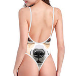 Hipster Labrador Retriever Print High Cut One Piece Swimsuit