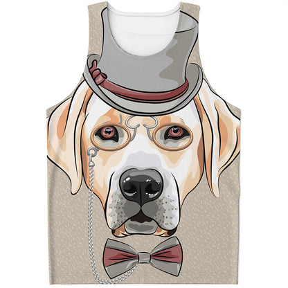 Hipster Labrador Retriever Print Men's Tank Top