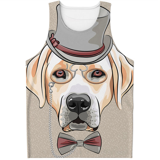Hipster Labrador Retriever Print Men's Tank Top