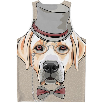Hipster Labrador Retriever Print Men's Tank Top