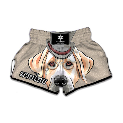 Hipster Labrador Retriever Print Muay Thai Boxing Shorts