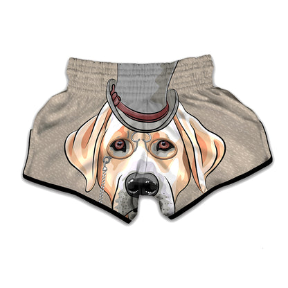Hipster Labrador Retriever Print Muay Thai Boxing Shorts