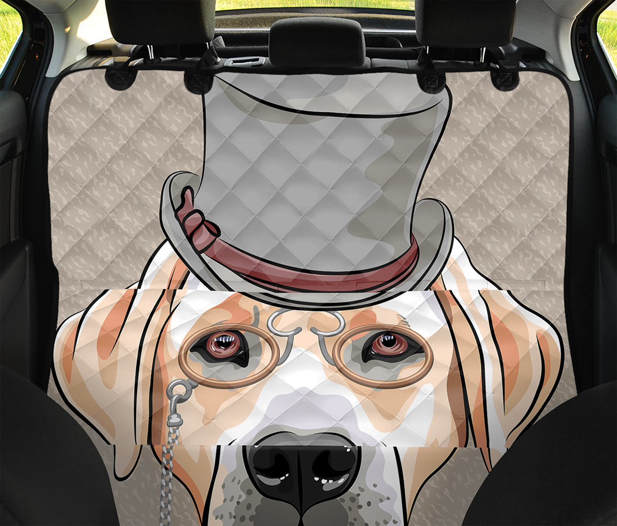 Hipster Labrador Retriever Print Pet Car Back Seat Cover