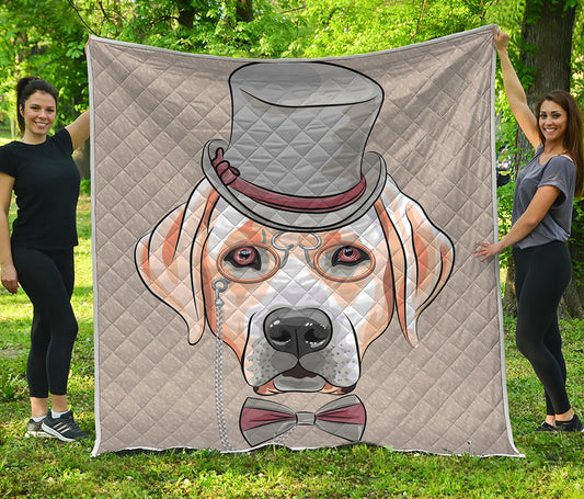Hipster Labrador Retriever Print Quilt