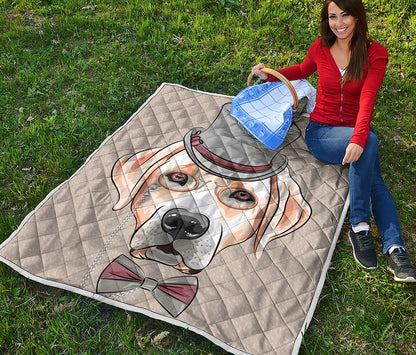 Hipster Labrador Retriever Print Quilt