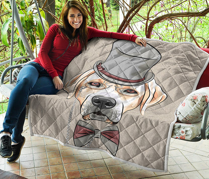 Hipster Labrador Retriever Print Quilt