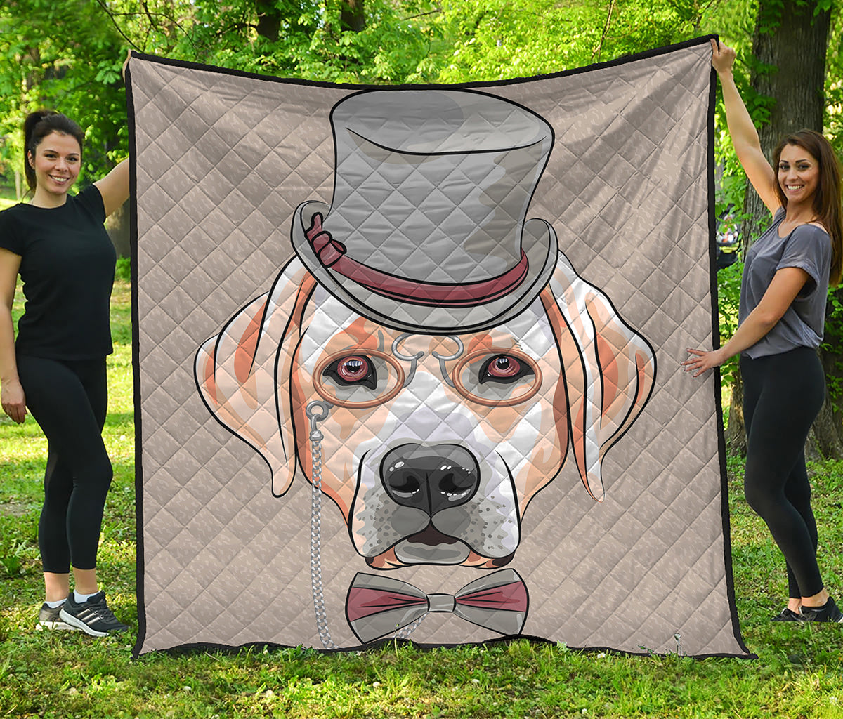 Hipster Labrador Retriever Print Quilt