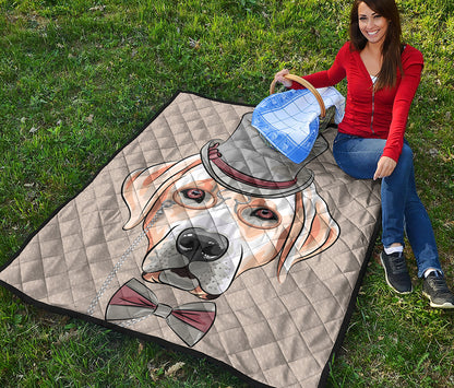 Hipster Labrador Retriever Print Quilt