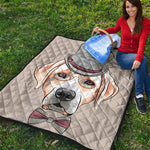 Hipster Labrador Retriever Print Quilt